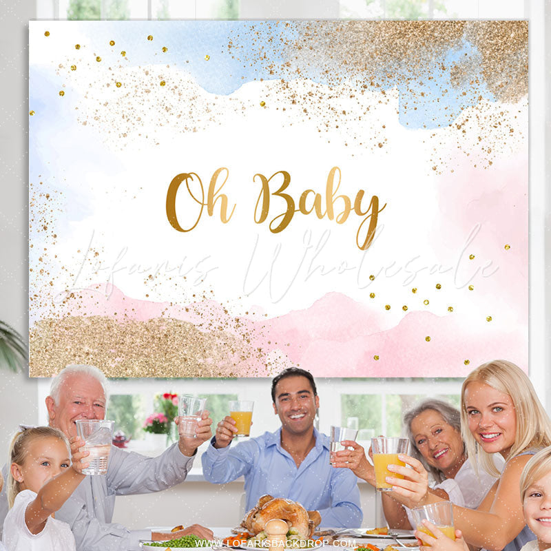 Lofaris Dream Cloud Glitter Simple Gender Reveal Backdrop