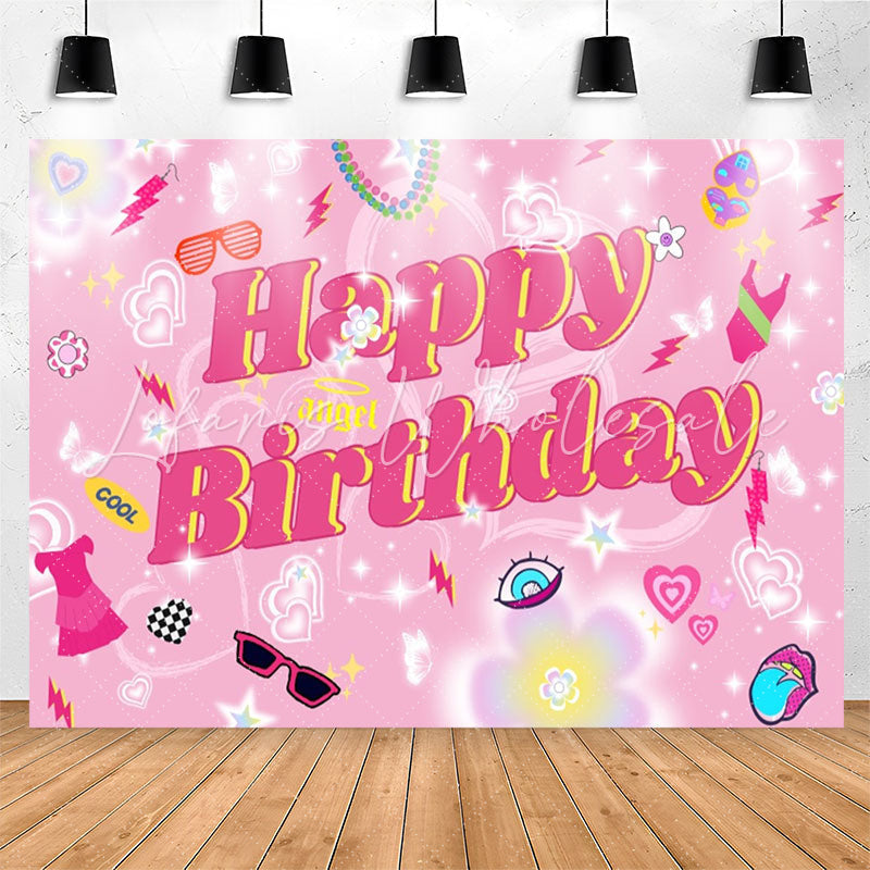 Lofaris Dreamlike Heart Pink Birthday Backdrop For Girl