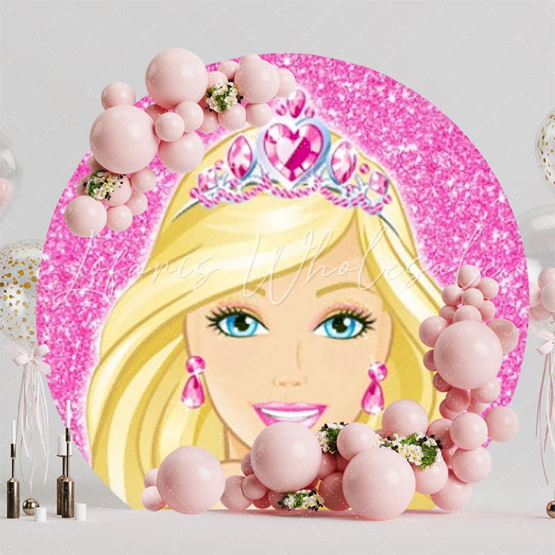 Elegant Barbie Round Backdrop For Birthday Celebration Theme
