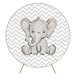 Elephant Chevron Background Round Backdrop for Safari Party