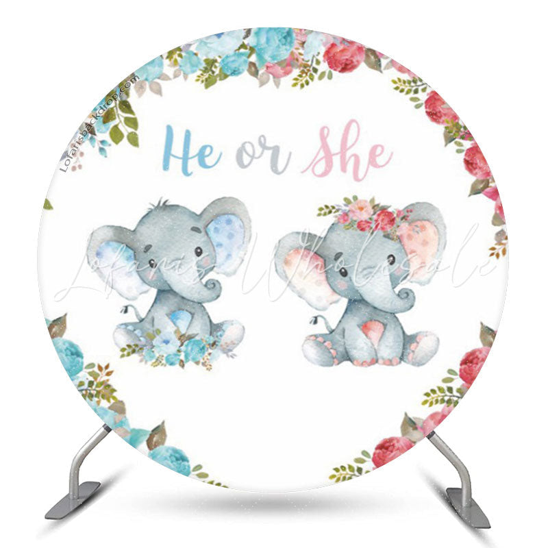 Lofaris Elephant He Or She Gender Reveal Round Backdrop