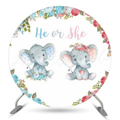 Lofaris Elephant He Or She Gender Reveal Round Backdrop