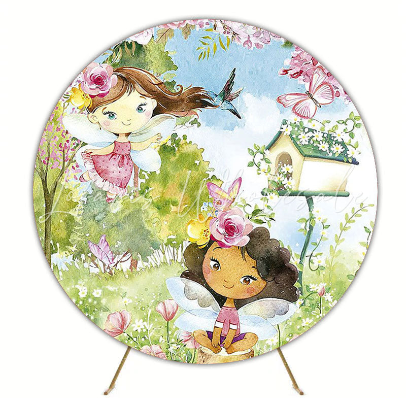Fairies and Birds Round Backdrop for Magical Celebration