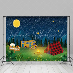 Fake Campfire Starry Night Happy Camper Backdrop For Classroom Party