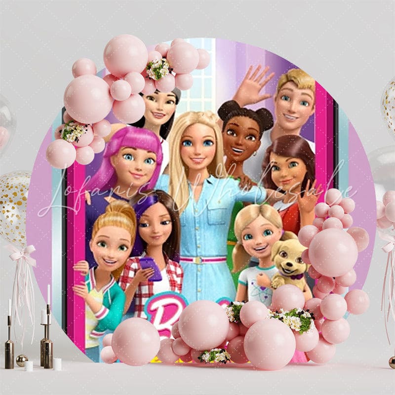 Fashionable Barbie Round Backdrop For Birthday Party Celebration