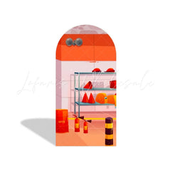 Fireman Firefighter Fire Truck Theme Arch Backdrop Wall Cloth Cover For Birthday Baby Shower Party