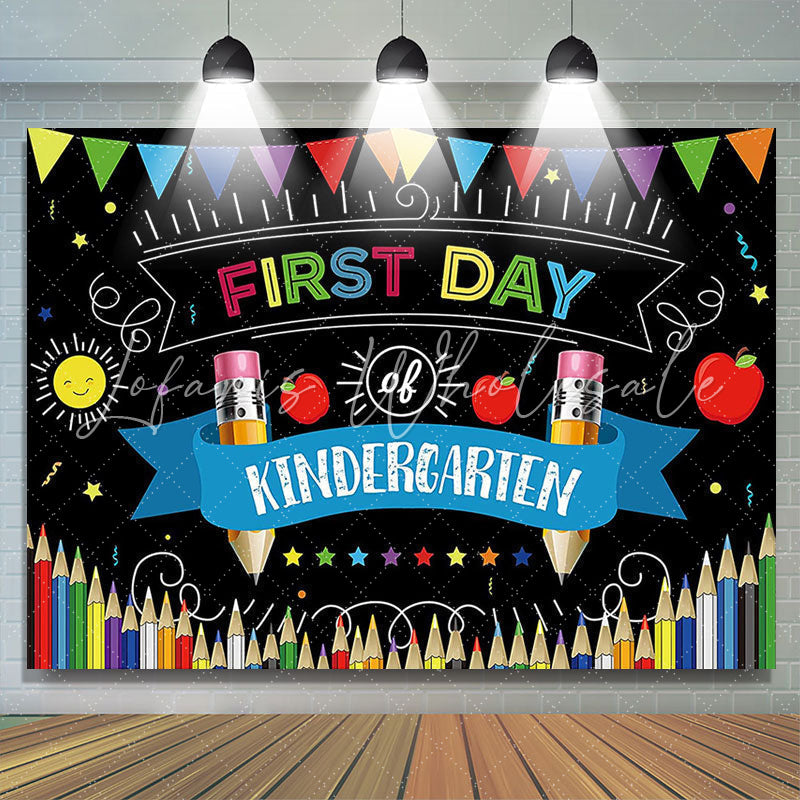 Lofaris First Day Kindergarten Black Back To School Backdrop