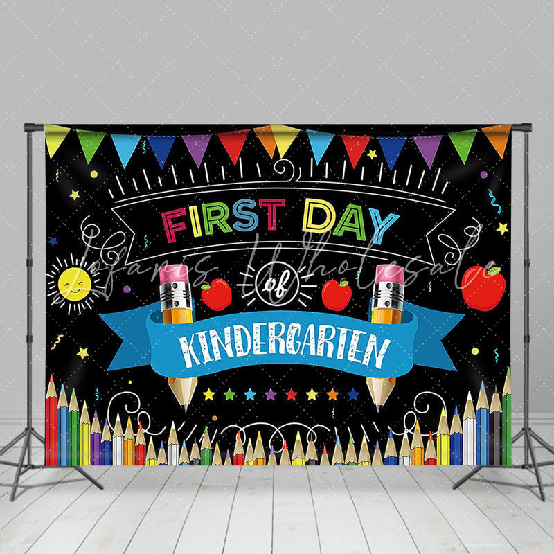 Lofaris First Day Kindergarten Black Back To School Backdrop