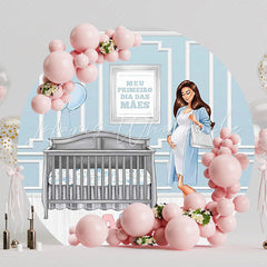 First Mothers Day Blue Sweet Round Backdrop for Special Event