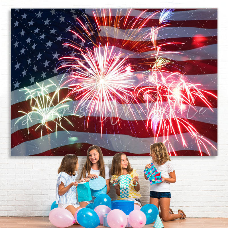 Lofaris Flag Of The US Bright Happy Birthday Party Backdrop