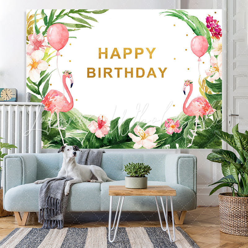 Lofaris Flamingo Birthday Hawaiian Photo Photoshoot backdrops