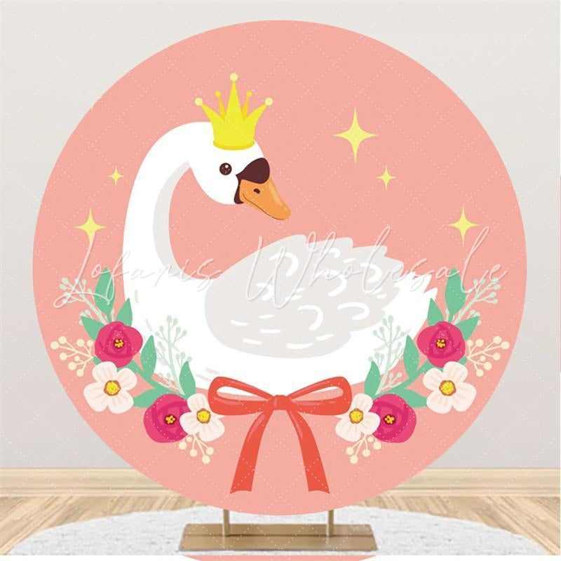 Lofaris Floral Bowknot Swan Star Cute Round Backdrops for Gils