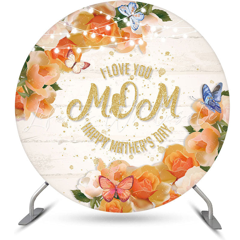 Lofaris Floral Butterfly Wood Round Mothers Day Backdrop