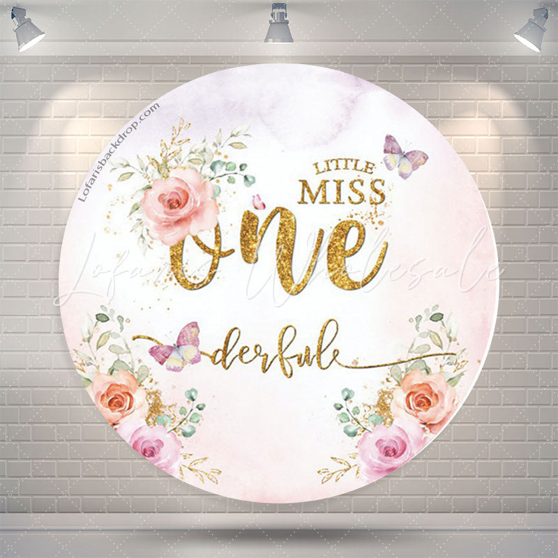 Lofaris Floral Little Miss One Derful Round Birthday Backdrop