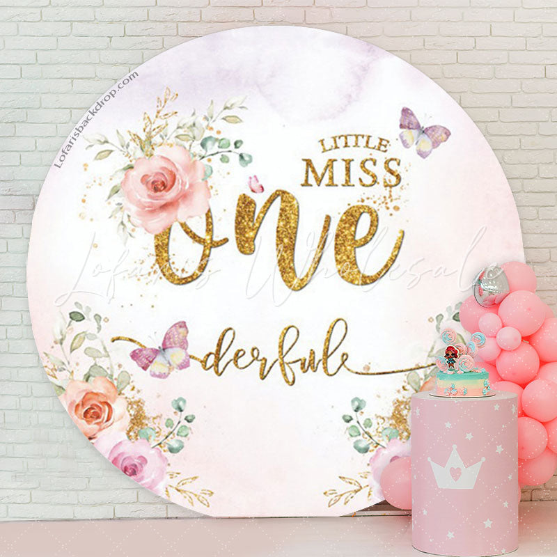 Lofaris Floral Little Miss One Derful Round Birthday Backdrop