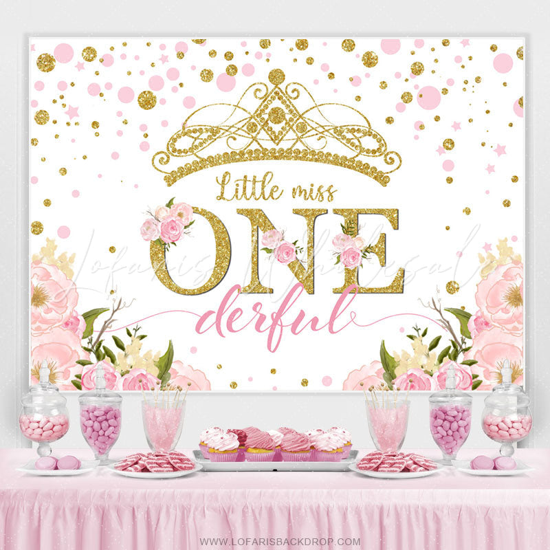 Lofaris Floral Little Onderful Happy Birthday Backdrop