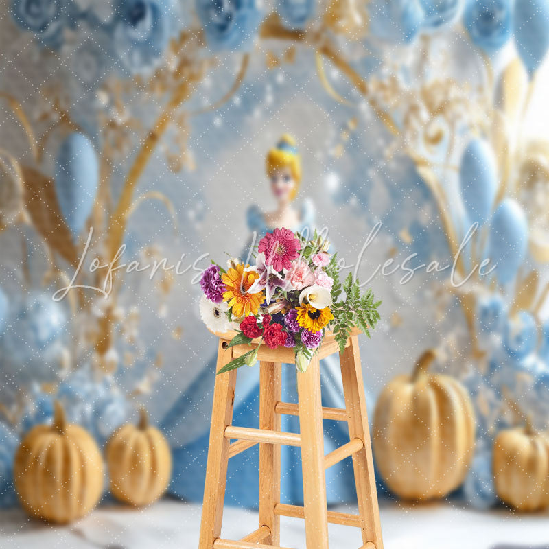 Floral Pumpkin Cinderella Disney Cake Smash Backdrop