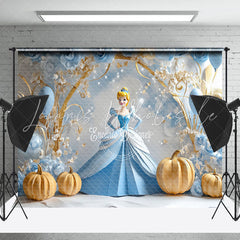 Floral Pumpkin Cinderella Disney Cake Smash Backdrop