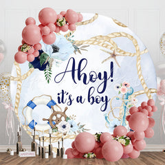 Lofaris Floral Rope Sailing Round Baby Shower Backdrop