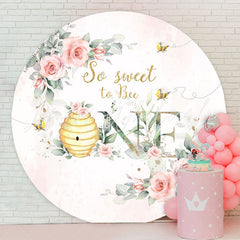 Lofaris Floral So Sweet To Bee One Birthday Round Backdrop