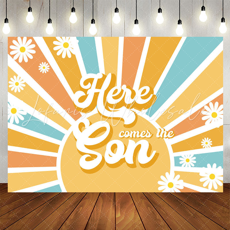 Lofaris Floral Sun Here Comes The Son Baby Shower Backdrop