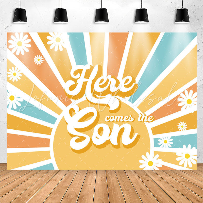Lofaris Floral Sun Here Comes The Son Baby Shower Backdrop
