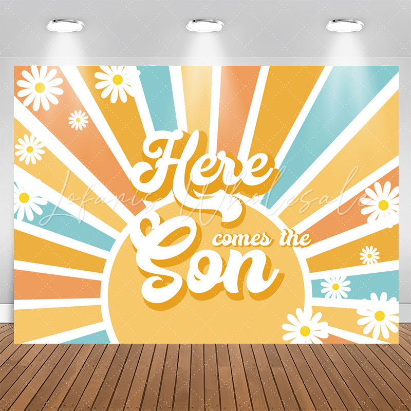 Lofaris Floral Sun Here Comes The Son Baby Shower Backdrop