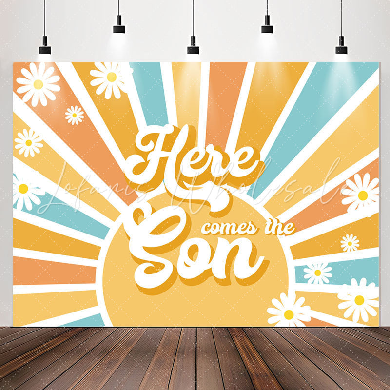 Lofaris Floral Sun Here Comes The Son Baby Shower Backdrop