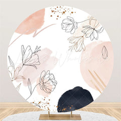 Lofaris Floral Watercolor Boho Round Happy Birthday Backdrop