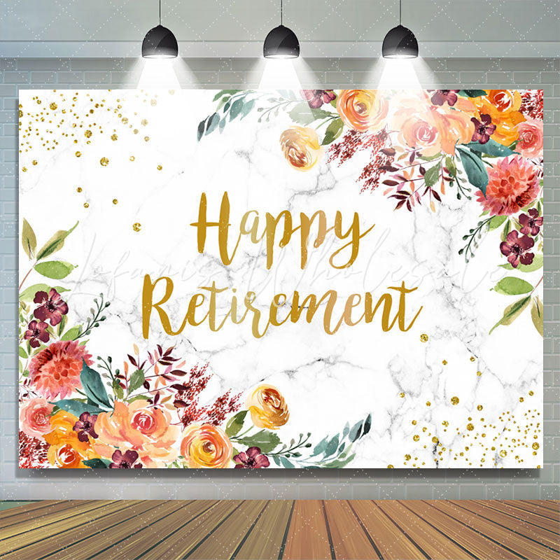 Lofaris Floral With Lovely Dots Happy Retirement Backdrop