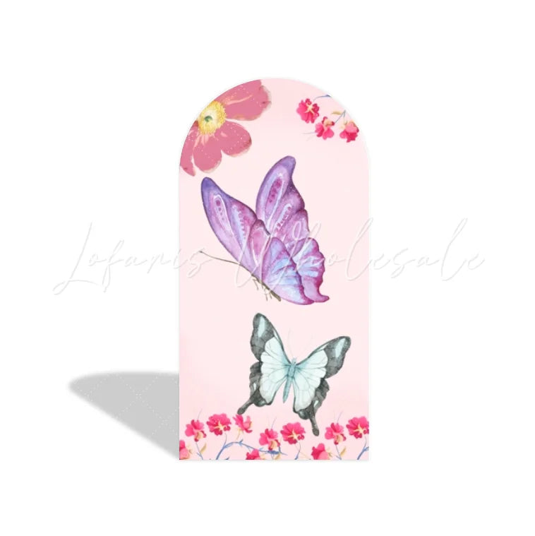 Flower Flora Butterfly Happy Birthday Party Arch Backdrop Wall Cloth Cover