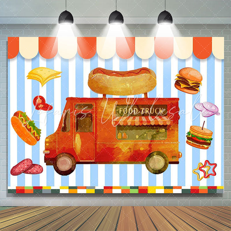 Lofaris Food Truck Dessert Shop Happy Birthday Party Backdrop