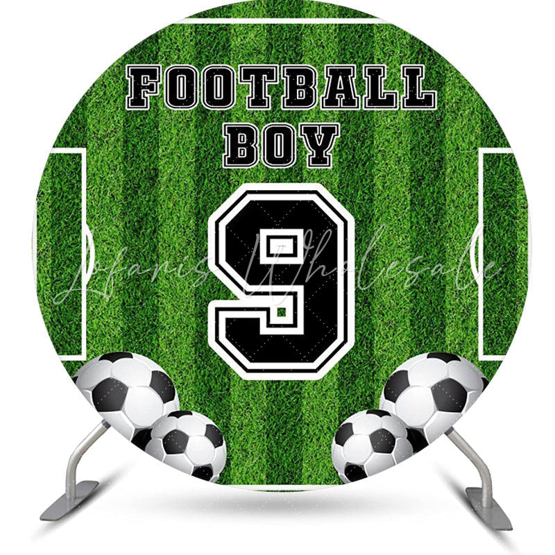 Lofaris Football Boy Field Round 9th Birthday Party Backdrop