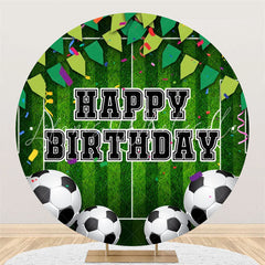 Lofaris Football Turf Sport Round Happy Birthday Backdrop