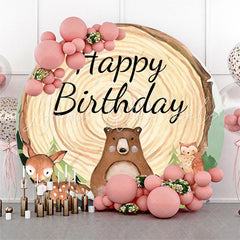 Lofaris Forest Animals Log Safari Circle Birthday Backdrop