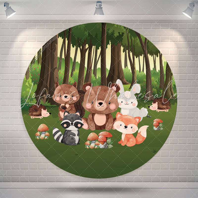 Lofaris Forest Wild Safari 1st Birthday Round Backdrop Cover