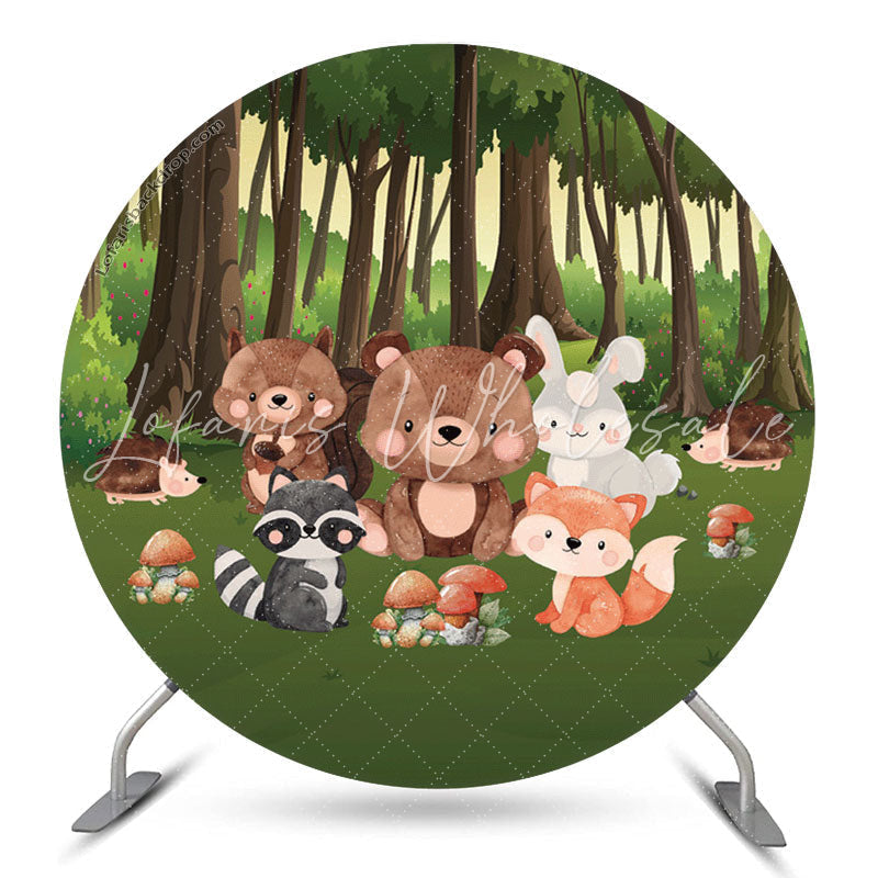 Lofaris Forest Wild Safari 1st Birthday Round Backdrop Cover