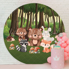 Lofaris Forest Wild Safari 1st Birthday Round Backdrop Cover