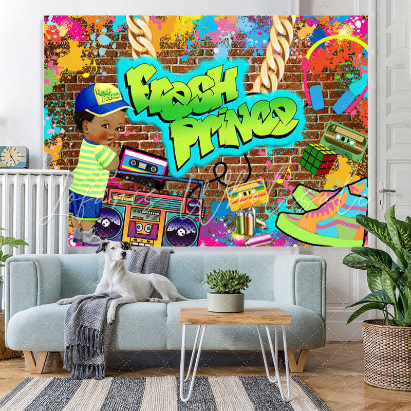 Lofaris Fresh Prince Graffiti Wall Baby Shower Backdrop For Boy