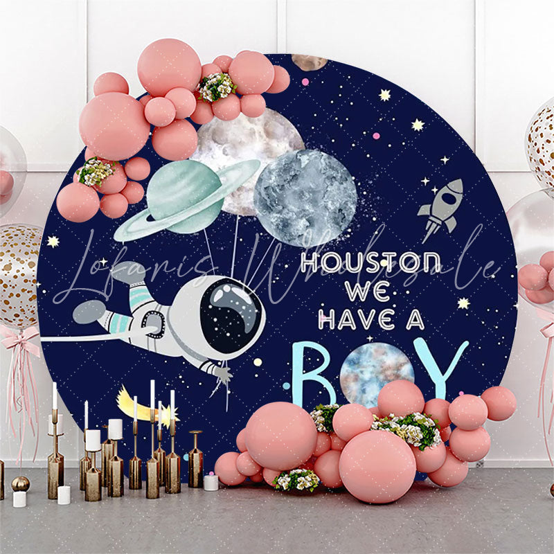 Lofaris Galaxy Astonanut Stars Round Baby Shower Backdrop