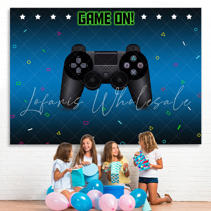 Lofaris Game On Gamepad Blue Bokeh Birthday Party Backdrop for Boy