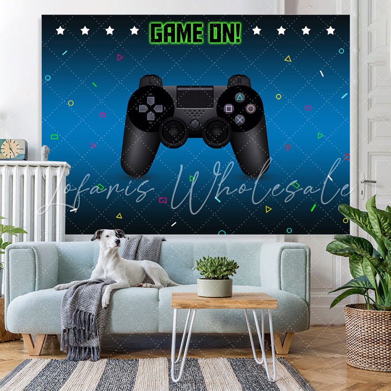 Lofaris Game On Gamepad Blue Bokeh Birthday Party Backdrop for Boy