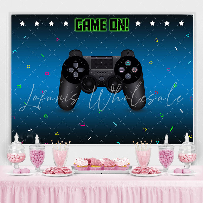 Lofaris Game On Gamepad Blue Bokeh Birthday Party Backdrop for Boy