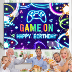 Lofaris Game On Lighting Colorful Happy Birthday Backdrop