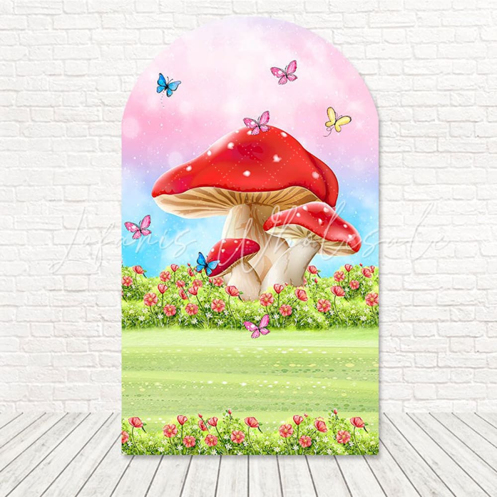 Garden Mushroom Fantasy Path Arch Backdrop For Outdoor Fairy Party