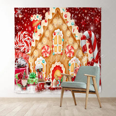 Lofaris Gingerbread House Candy Land Merry Christmas Backdrop