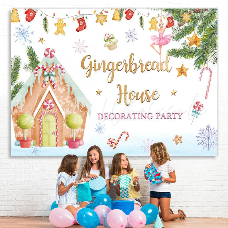 Lofaris Gingerbread House Winter Snowflake Decorating Party Backdrop