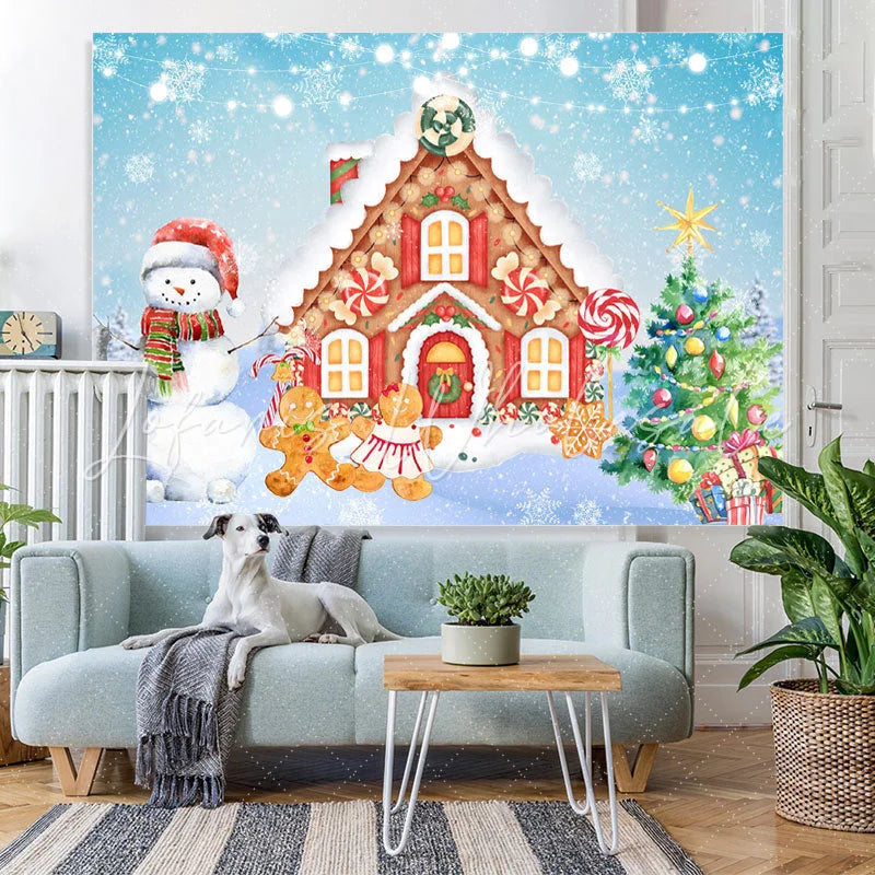 Lofaris Gingerbread House Winter Xmas Tree Photoshoot Backdrop for Kids