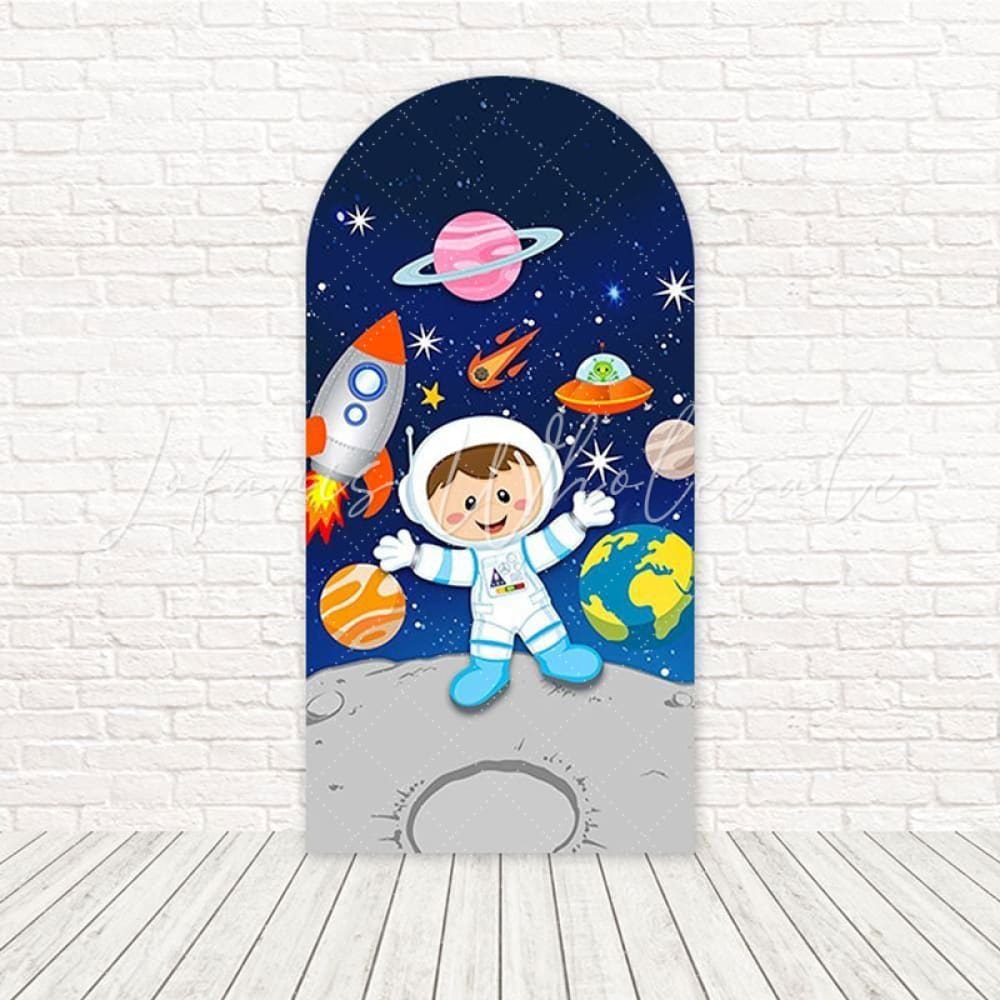 Girl Astronaut Galaxy Flight Arch Backdrop For Space Dream Event
