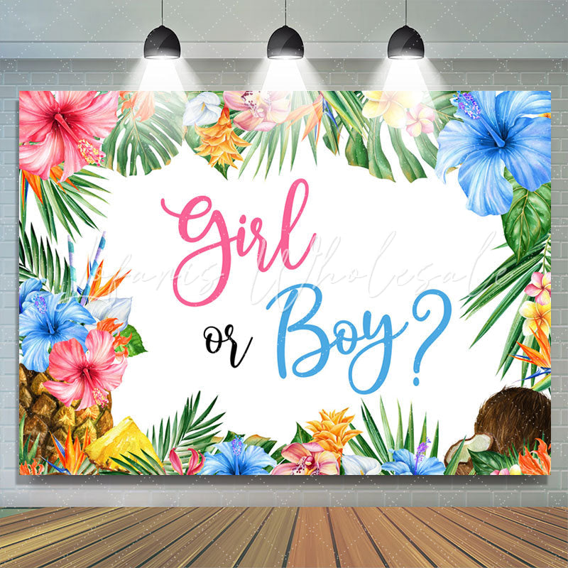 Lofaris Girl Or Boy Hawaii Monstera Gender Reveal Backdrop